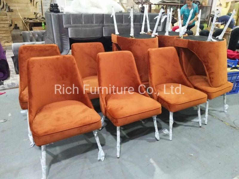 Orange Fabric Dining Chair Home Furniture for Dining Room Restaurant We-09