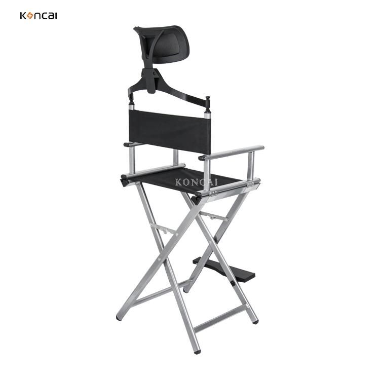 Silver Portable Professional Folding Aluminum Makeup Chair Director Cosmetic Chair with Headrest