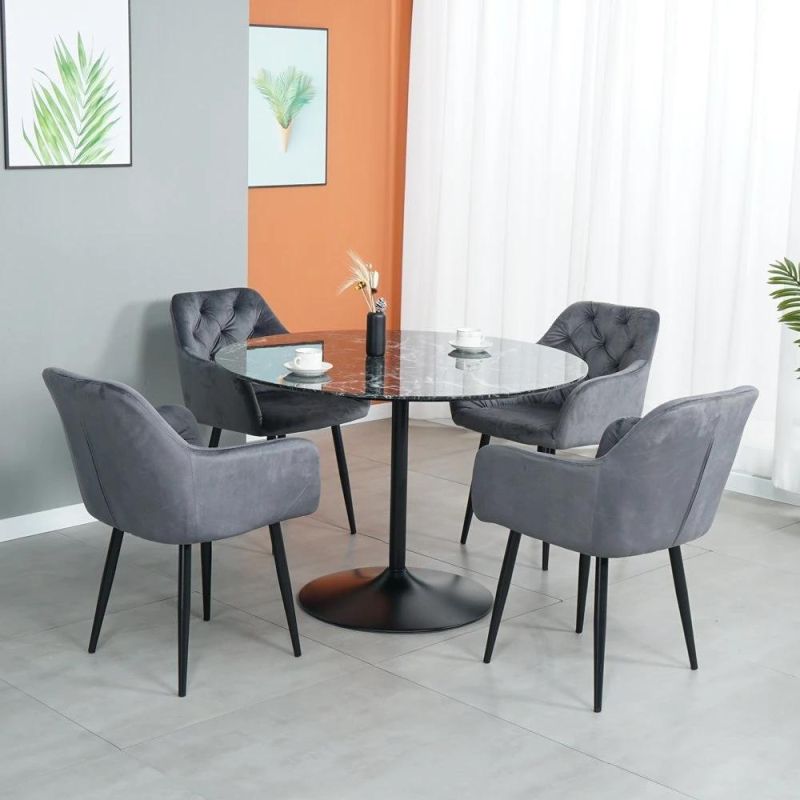 Top Quality Nordic Velvet Dining Room Chairs Restaurant Chair Modern Furniture Stainless Steel Dining Chairs