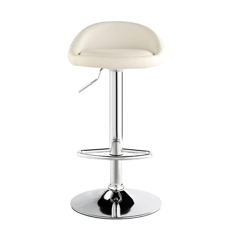 Modern Adjustable Swivel Bar Stool with Electroplated Base Soft Fabric Seat Chair Factory Stocks Tianjin Port Ship