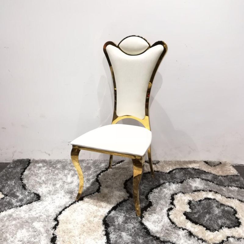 Round Back Gold Stainless Steel Chair for Wedding Event