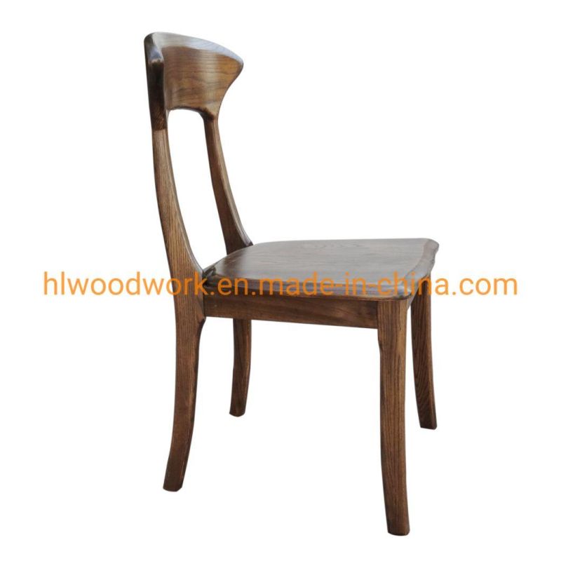 Antique Wooden Dining Chair Home Hotel Restaurant Chair Axe-Back Chair Ash Wood Walnut Color Solid Wood Chair Wholesale Dining Room Furniture Home Chair