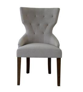 Wooden Furniture Upholstered Linen Fabric Tufted Back Dining Room Chair