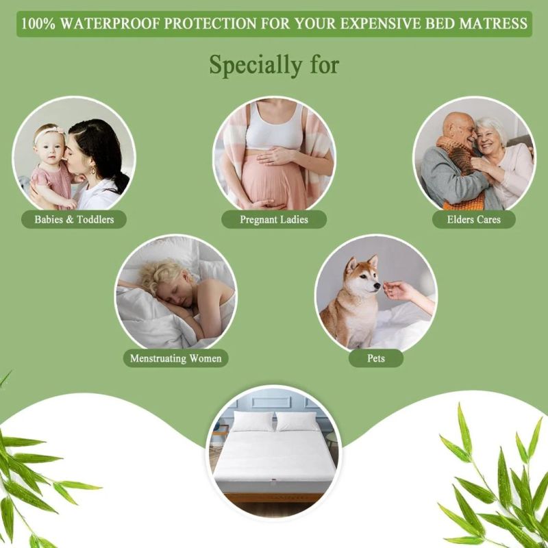 3D Air Bamboo Polyester Fabric Waterproof Ultra Soft Protector Cover Breathable Noiseless Bed Mattress Pad