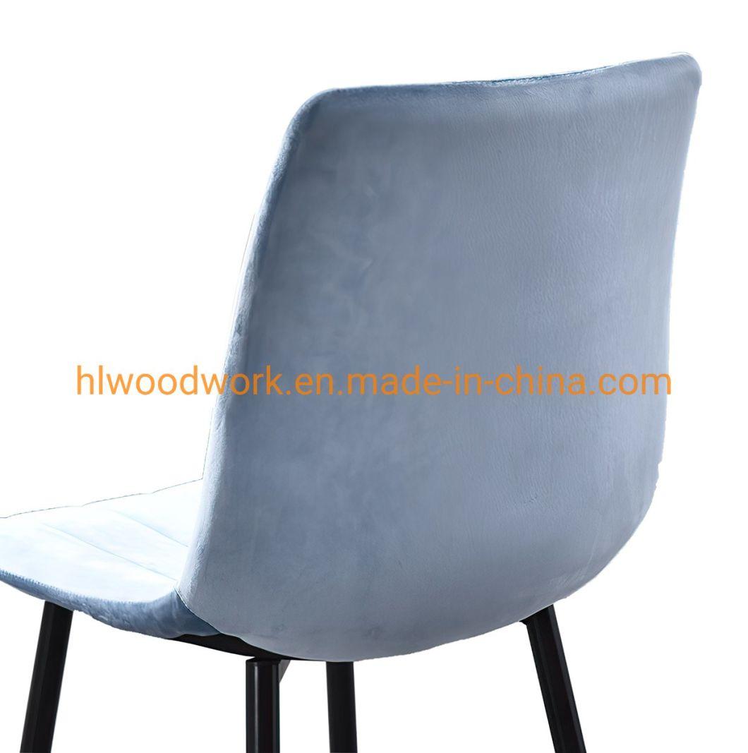 Velvet Fabric Dining Chair with Powder Coated Metal Black Legs Modern Furniture Fabric Chair Powder Coated Metal Tube Legs Nordic Dining Room Velvet Chairs