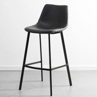 New Design Home Furniture Bar Stool High Chair PU Leather Modern Metal Leg Kitchen Bar Chair with Footrest