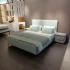 Light Blue Plating Metal-Wrapped Edge Trim Bed Head Velvet of Upholstery Wrapped Bed Frame