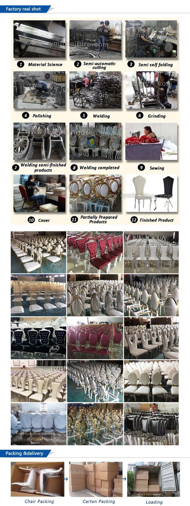 Gold Metal Frame Stainless Steel Chair Wedding Used Banquet Chairs for Sale