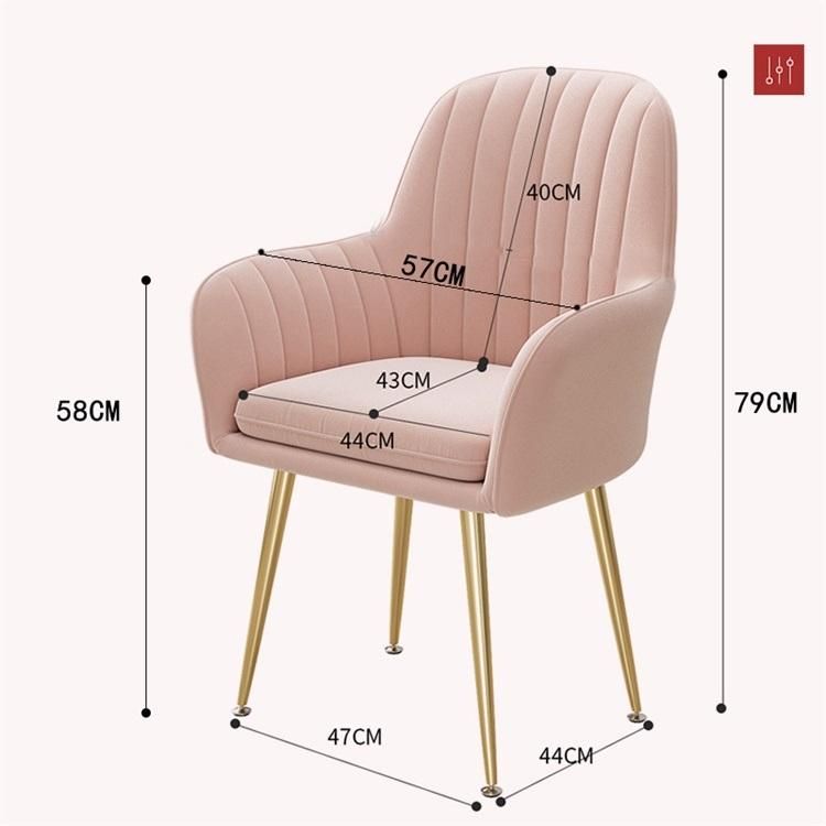 Modern Custom Armchair Pink Living Room Home Furniture Velvet Comfortable Dining Chair