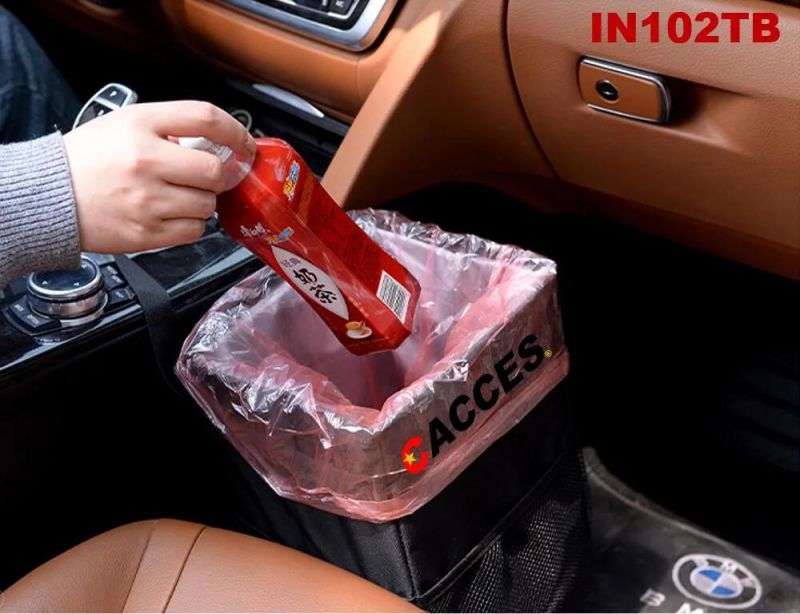 Car Bin with Lid,Car Trash Can,Foldable Car Trash Bag with Leakproof Interior Liner Storage Pocket,Car Storage,Garbage Can Adjustable Straps SUV/Car Accessories