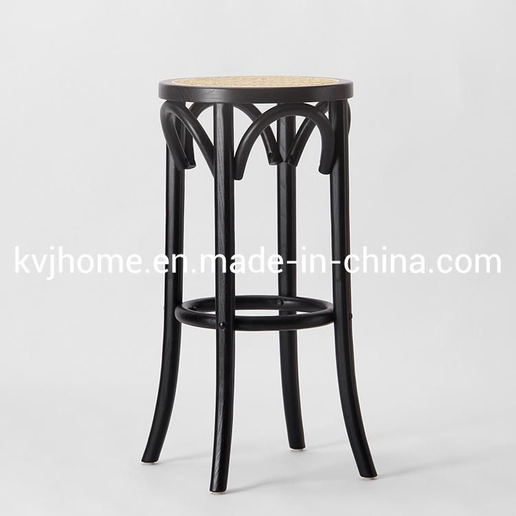 Solid Wood Cane Webbing Seat Rattan Beech Bar Stool