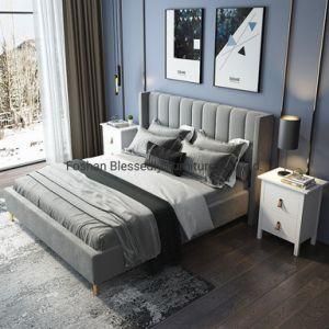 Bedroom Furniture Wooden Bed Luxury Fabric Bed King Bed