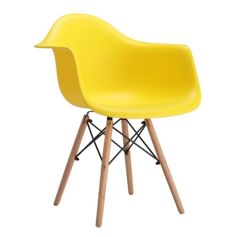 2022 New French Design Hot Sale Cheap White Plastic Chair with Rubber Wood Legs