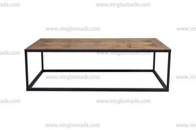 Nordic Country Farm House Design Furniture Nature Reclaimed Fir Wood and Black Iron Fixed Coffee Table