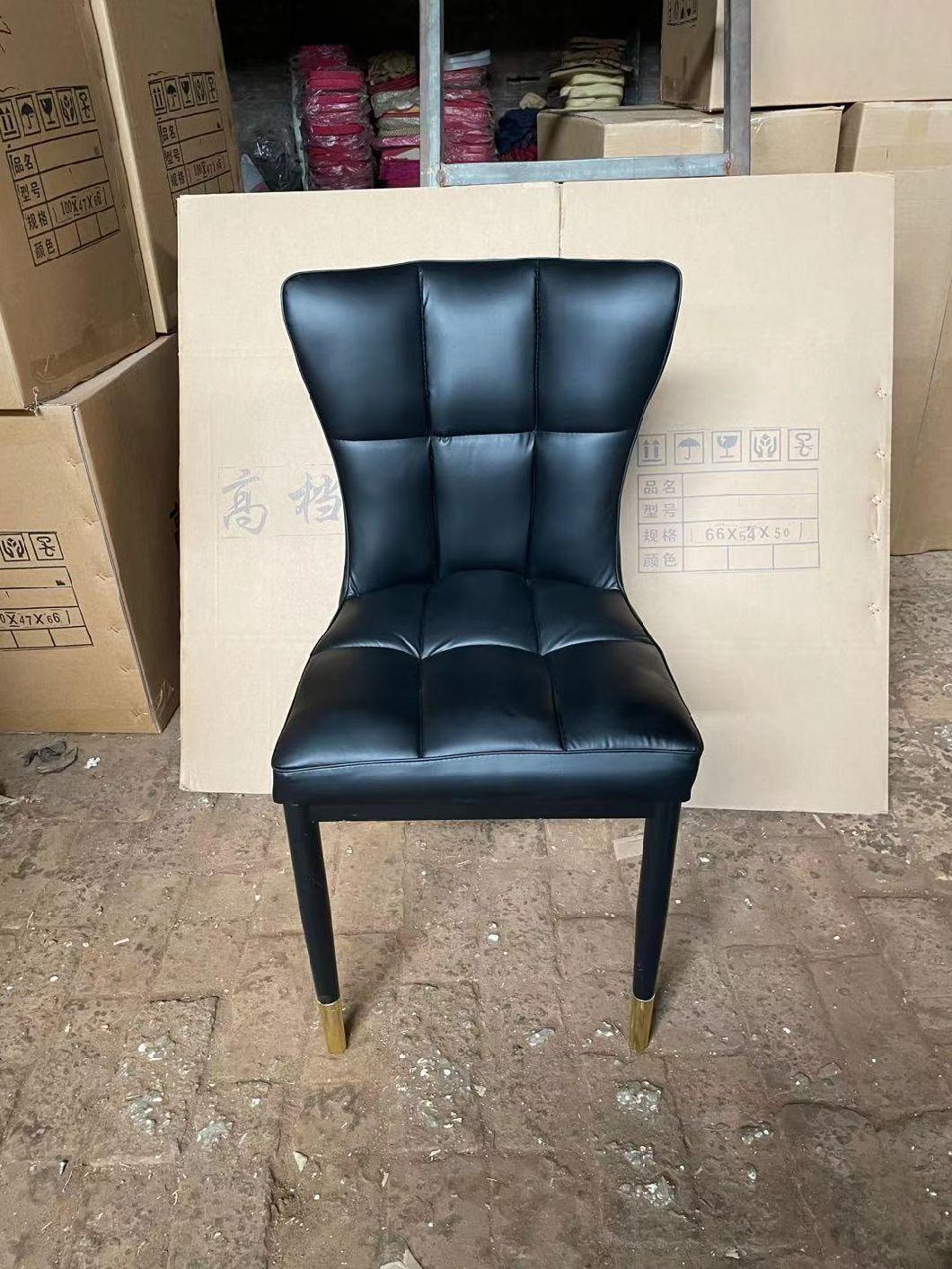 French Black Leather Upholstered Modern Dining Room Chair for Restaurant Wholesale Retro Accent Living Room Coffee Hotel Tub PU Leather Dining Chair