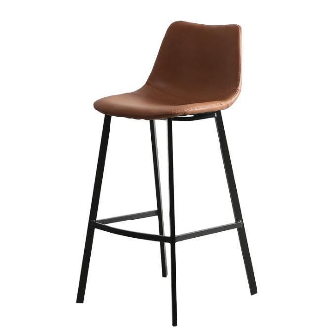 New Design Home Furniture Bar Stool High Chair PU Leather Modern Metal Leg Kitchen Bar Chair with Footrest