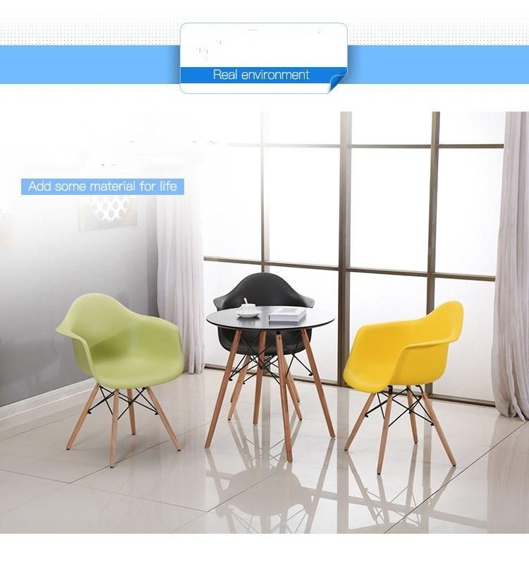 Wholesale Price Plastic Dsw Cafe Leisure Chair Nordic Design Wooden Armrest Dining Chair