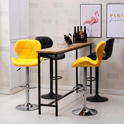 Upholstery Bar Chair Inside Powder Coated Gas Lift Bar Stool Fabric Upholstered Swivel Adjustable Height PU Leather Bar Chair with Back Support