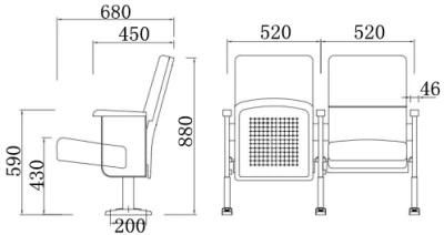 Jy-302 Auditorium Seat Cheap Cinema Chair Theatre Folding Chair Flip up Chair