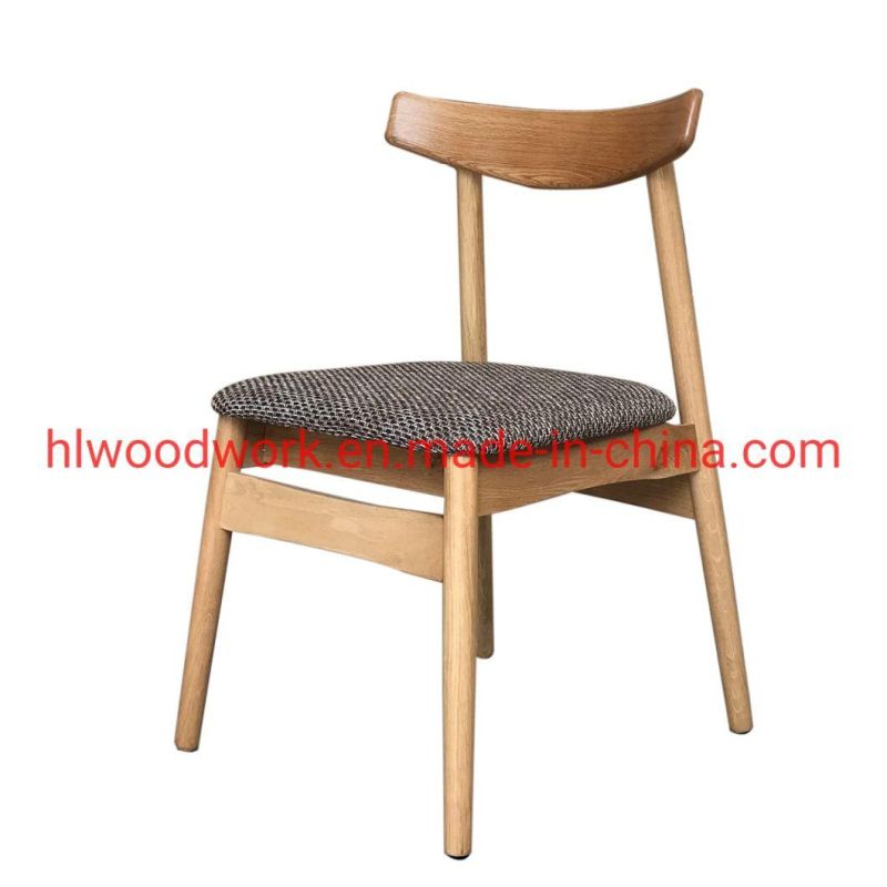 Dining Chair Oak Wood Frame Natural Color Fabric Cushion Grey Color K Style Wooden Chair Furniture Living Room Chair