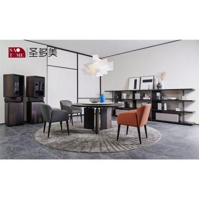 Stainless Steel + Carbon Rock Plate Extendable Oval Dining Table