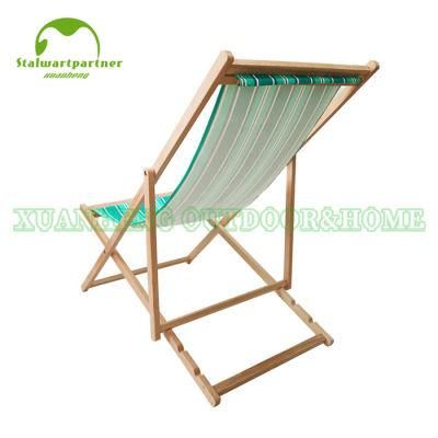 Foldable Outdoor Wood Sling Beach Deck Chair