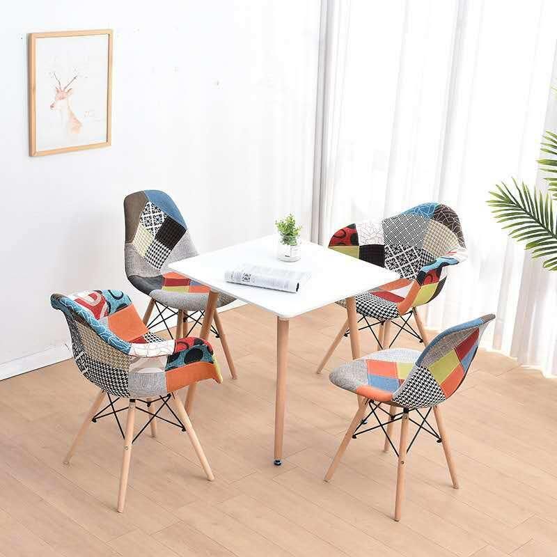 Fashion Lounge Chair Multi Colorful Fabric Living Room Chairs Leisure Chair with Beech Wooden Legs