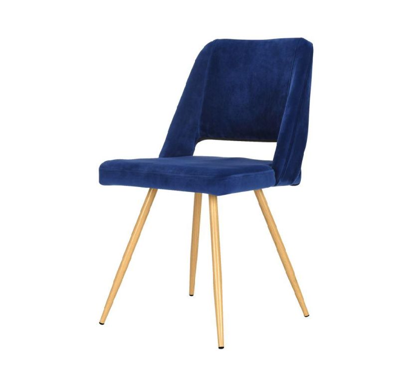 Modern Furniture Fabric Dining Chair Restaurant Stainless Steel Legs Blue Velvet Leisure Chair