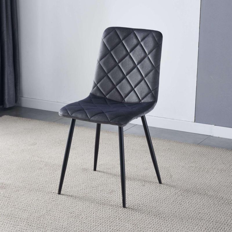 2022 Promotion Big Loading Ability Velvet Small Dining Chair with Black Paint K/D Legs