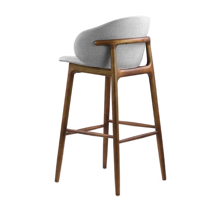 Oak Color Wooden Frame Grey Fabric Stool Chairs for Commercial Restaurant Use