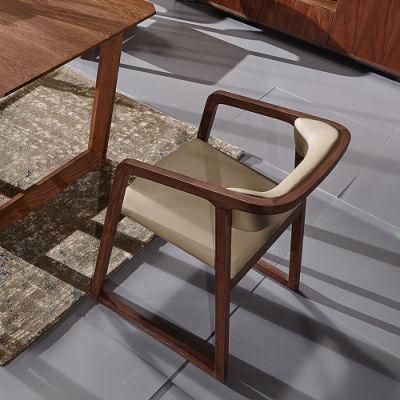 Italian Classic Design Wood Dining Chair with Fabric Cushion Hotel Armchair