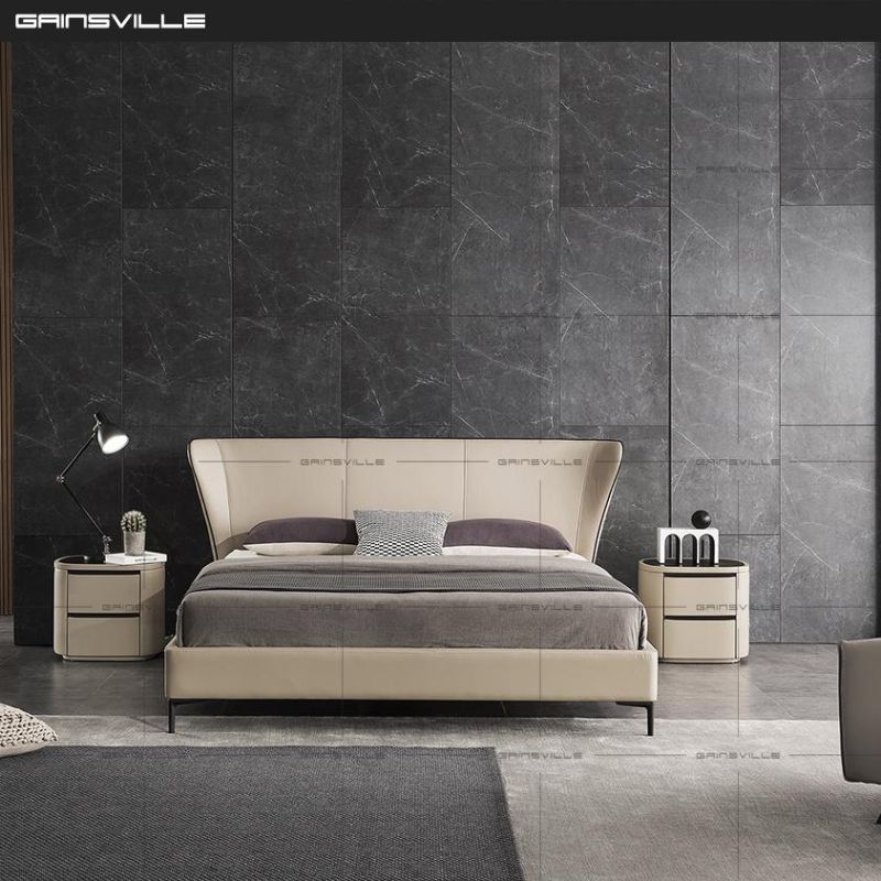 Luxury Modern Bedroom Furniture with King Size Double Leather Bed Frame Gc2002