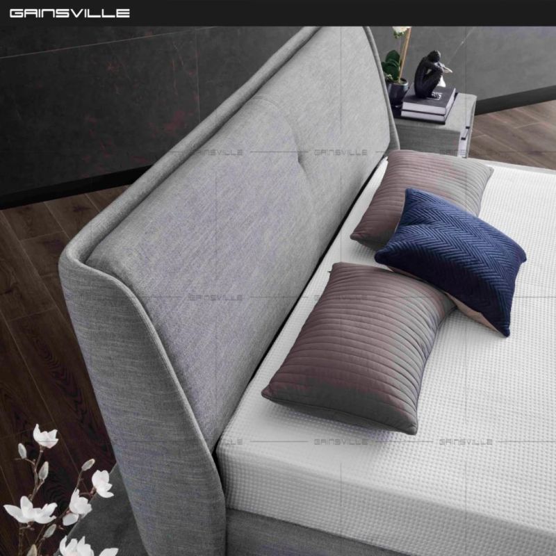 Hot Sale Italy Style New Modern Furniture Bedroom Furniture Fabric King Bed with Soft Cusion