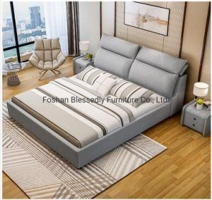 Modern Home Furniture Adjust Bedhead Fabric Bed King Double Bed