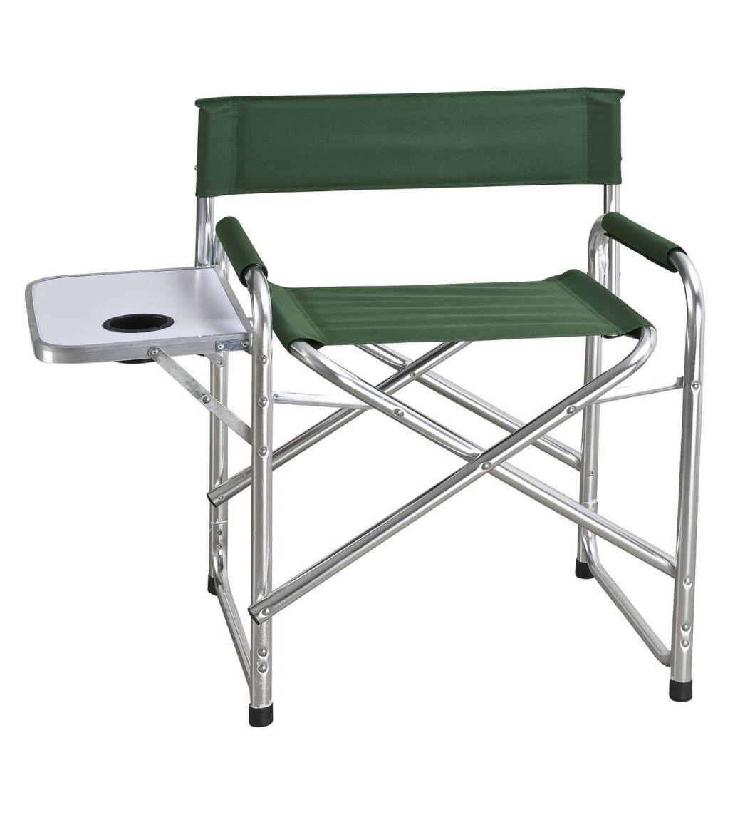 2PCS Aluminum Folding Director Chair with Side Table, Director Chair for Camping and Traveling, Beach Chair with Aluminum Frame