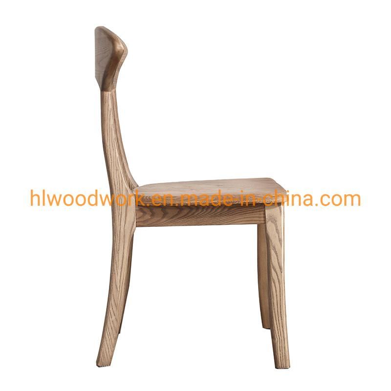 Antique Wooden Dining Chair Home Hotel Restaurant Chair Axe-Back Chair Ash Wood Walnut Color Solid Wood Chair Wholesale Dining Room Furniture Home Chair