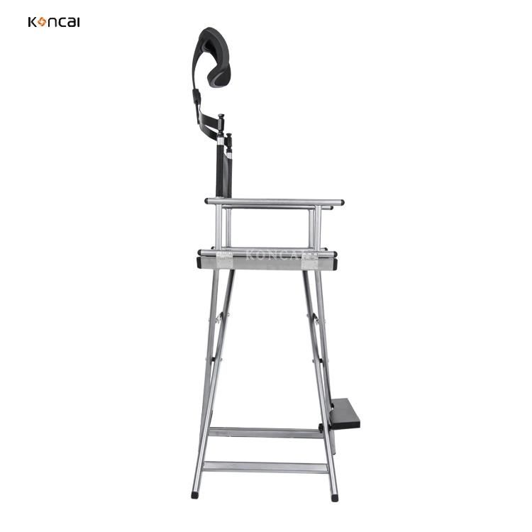 Silver Portable Professional Folding Aluminum Makeup Chair Director Cosmetic Chair with Headrest