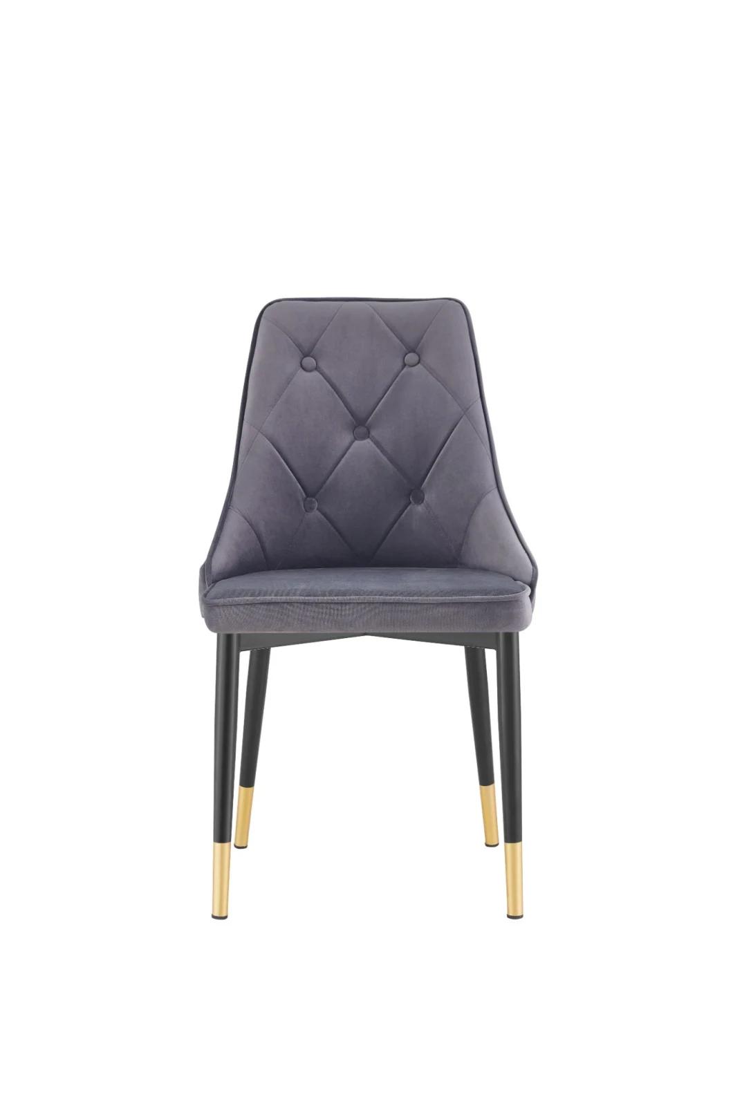 Modern Design Simple Style Velvet Metal Leg Dining Chair for Home, Cafe, Hotel