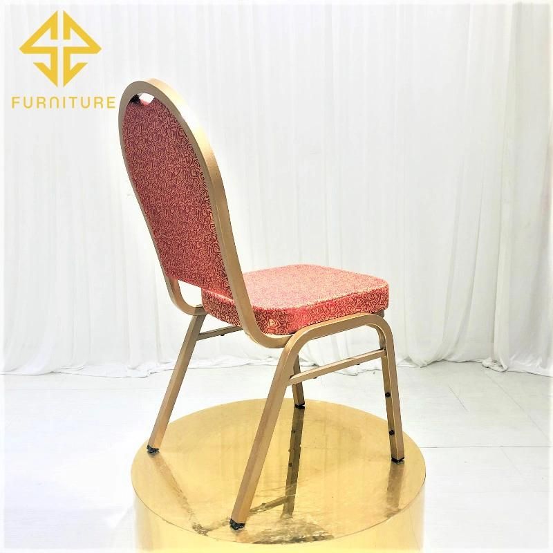 Wholesale Cheap Hotel Party Stackable Aluminium Fabric Upholstered Padded Throne Banquet Chair for Banquet Hall Wedding Events