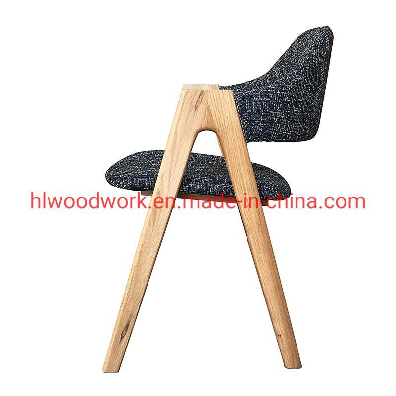 Oak Wood Tai Chair Oak Wood Frame Natural Color Grey Fabric Cushion and Back Dining Chair Coffee Shop Chair Office Chair