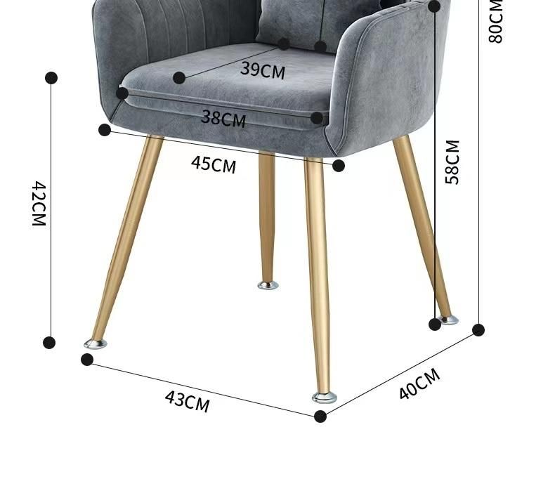 Okay Home Upholstered Dining Chair Light Luxury Nordic Design Dining Room Chair Velvet Metal Frame Home Furniture