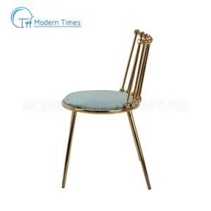 Modern Simple Breathable Upholstered Seat Golden Leg Restaurant Living Chair Outdoor Dining Chair