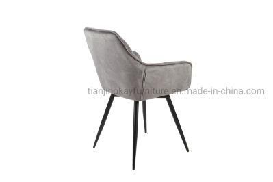 Comfortable Upholstered European Market Metal Leg Dining Chair