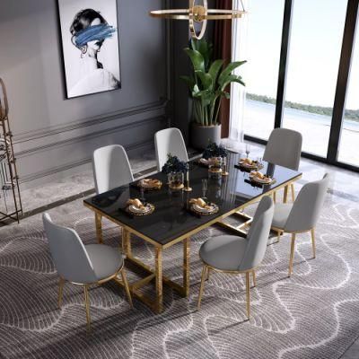 Wholesale Modern Set Home Furniture Metal Glass Top Aluminum Dining Restaurant Table