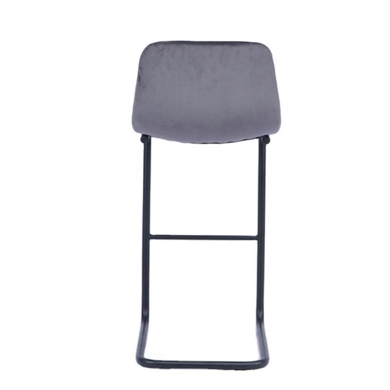 Nordic Style Modern Design Breakfast Kitchen Pub Cafe Barstools Velvet Fabric Bar Chair with Anti-Slip Pad