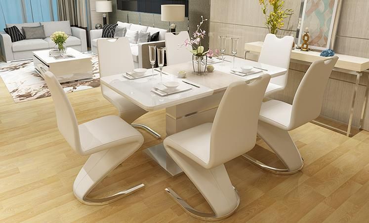 Modern Contracted Banquet White Luxury Furniture PU Metal Dining Chair