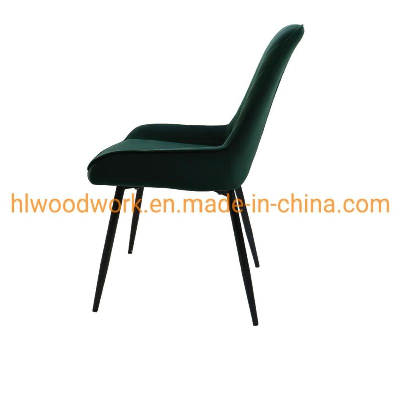 Home Furniture Hotel Luxury Soft Back Velvet Fabric Dining Chair with Metal Legs Soft Velvet Seat for Lounge Dining Kitchen Chair