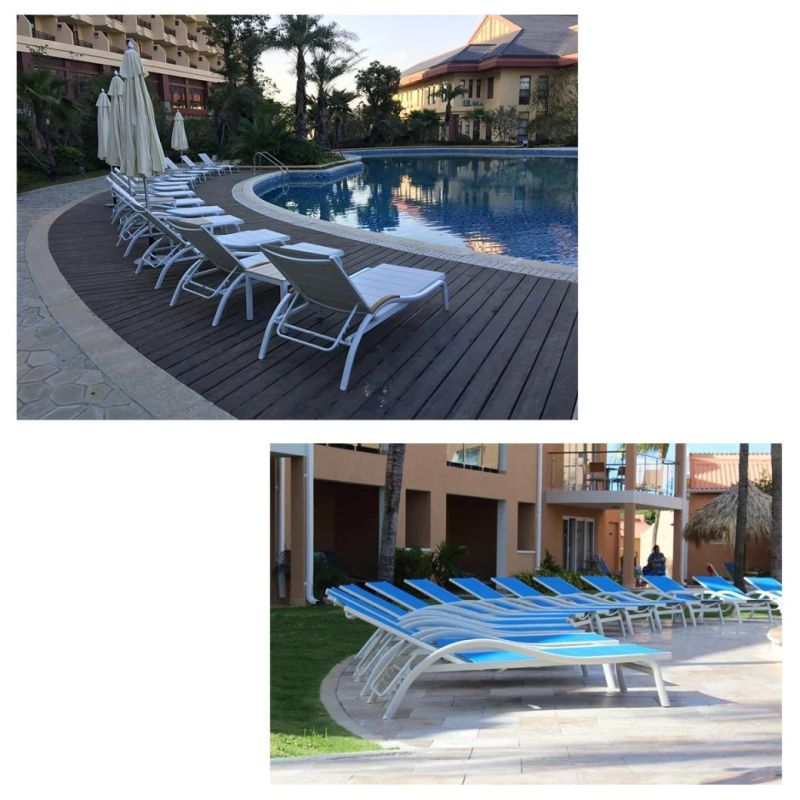 Aluminum Frame Textilene Sling Outdoor Poolside Sunbed Chaise Sun Lounger