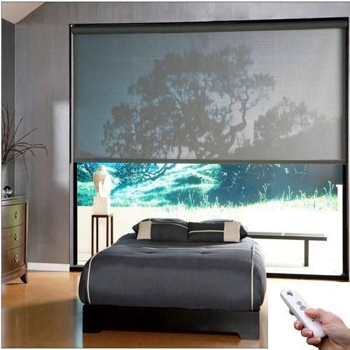 Tubular Motorized drive Smart Remote Control Electric Windproof Roller Blinds