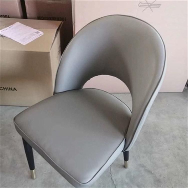 Home Furniture Coffee Hotel Luxury Upholstered Soft Back Velvet Fabric Dining Chair with Metal Legs